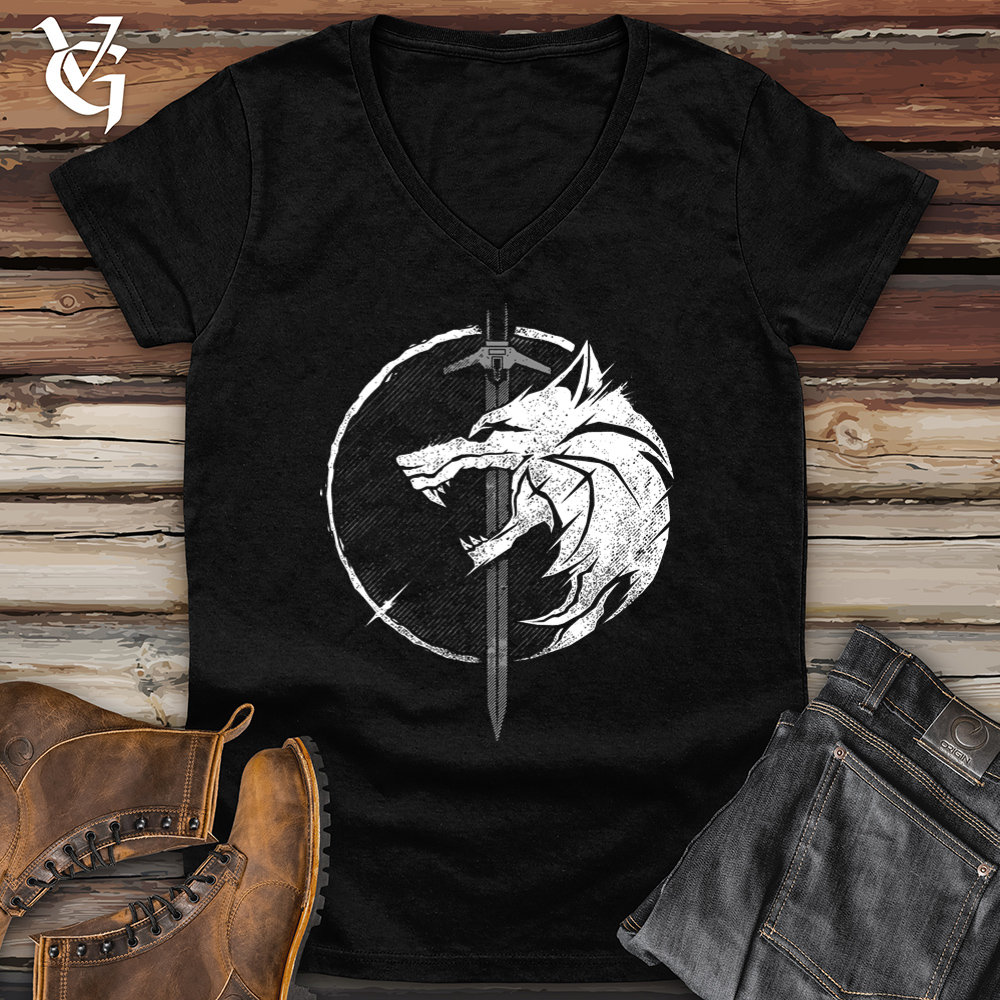 Viking Goods Sword and the Wolf Softstyle V-Neck Black / L