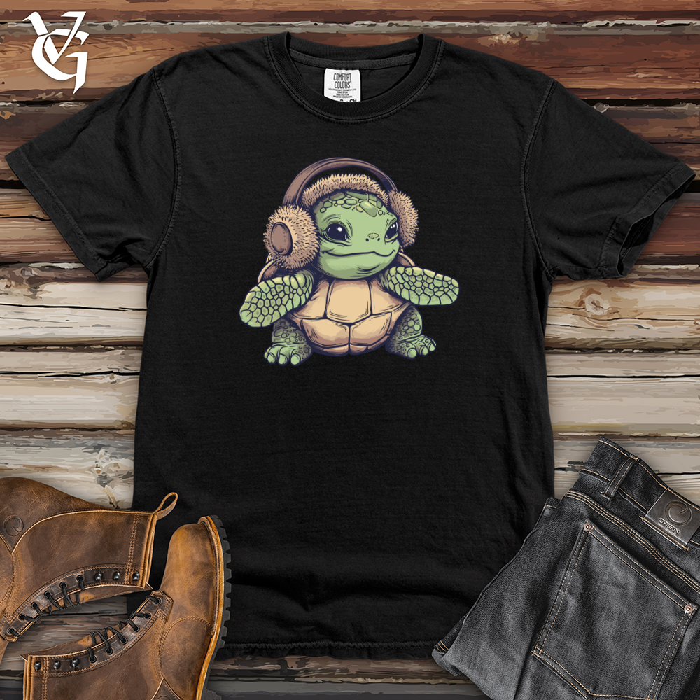 Viking Goods Turtle Cozy Earflaps Heavy Cotton Comfort Colors Tee Black / L