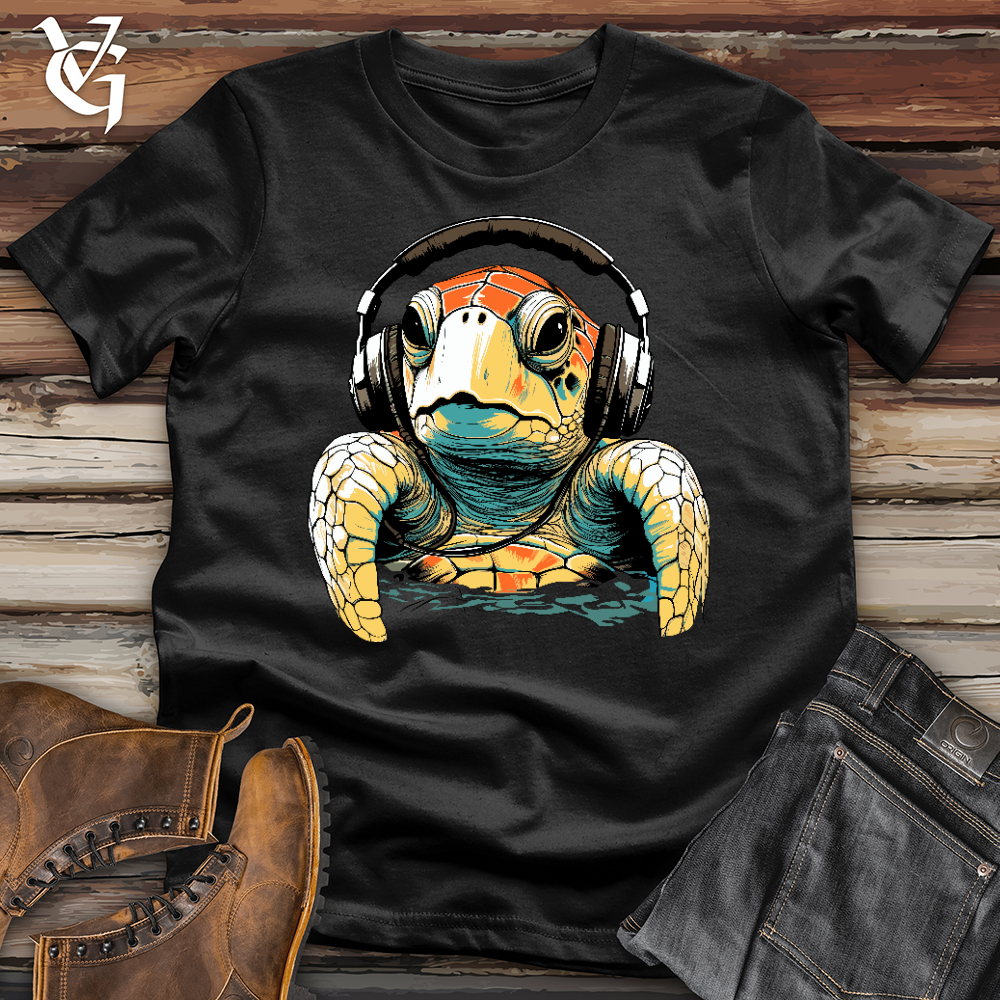 Viking Goods Turtle With Headphone Softstyle Tee Black / L