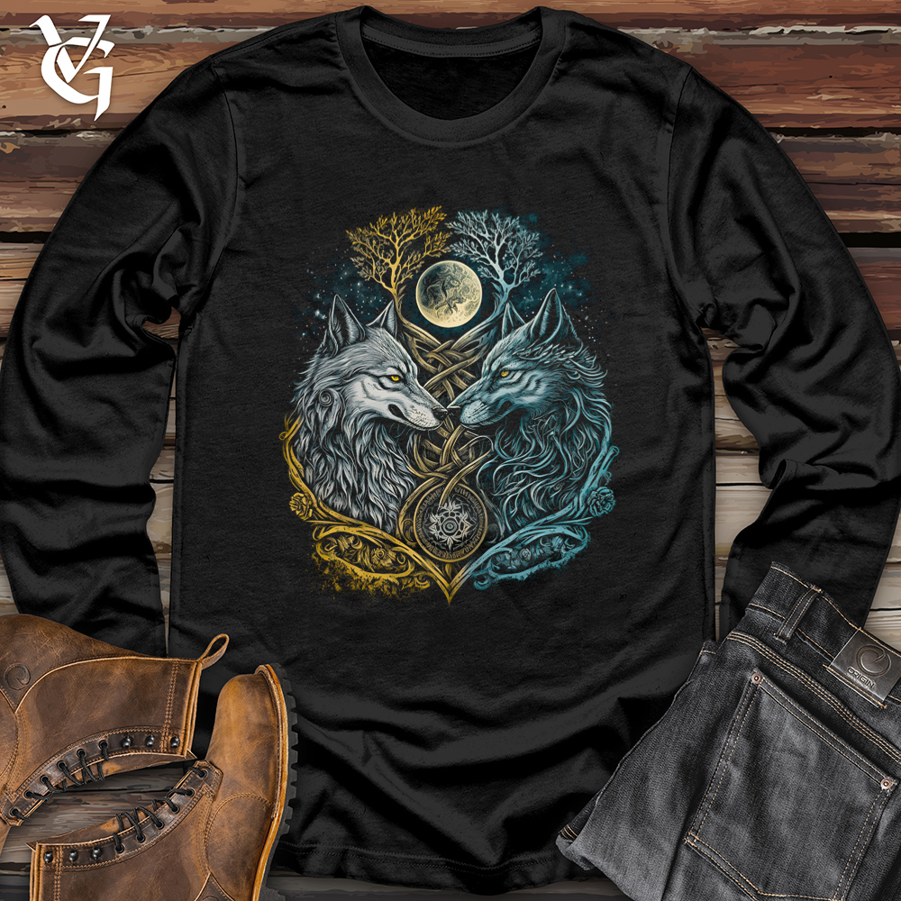 Viking Goods Two Wolf Softstyle Long Sleeve Black / L