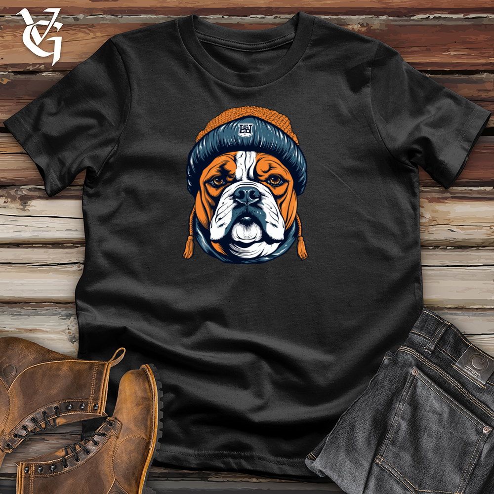 Viking Goods Vintage Beanie Wearing Bulldog Cotton Tee Black / L