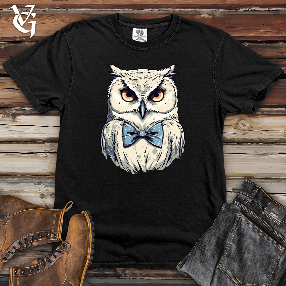 Viking Goods Vintage Bowtie Owl Heavy Cotton Comfort Colors Tee Black / L