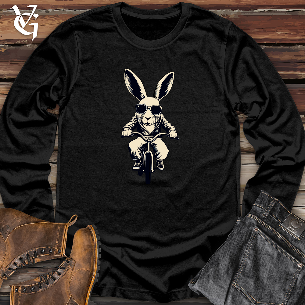 Viking Goods Vintage Bunny Pedaler Long Sleeve Black / L