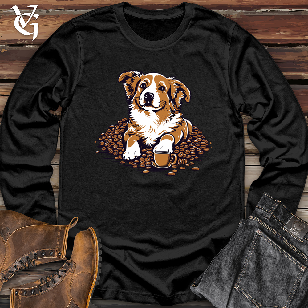 Viking Goods Vintage Coffee Corgi Softstyle Long Sleeve Black / L