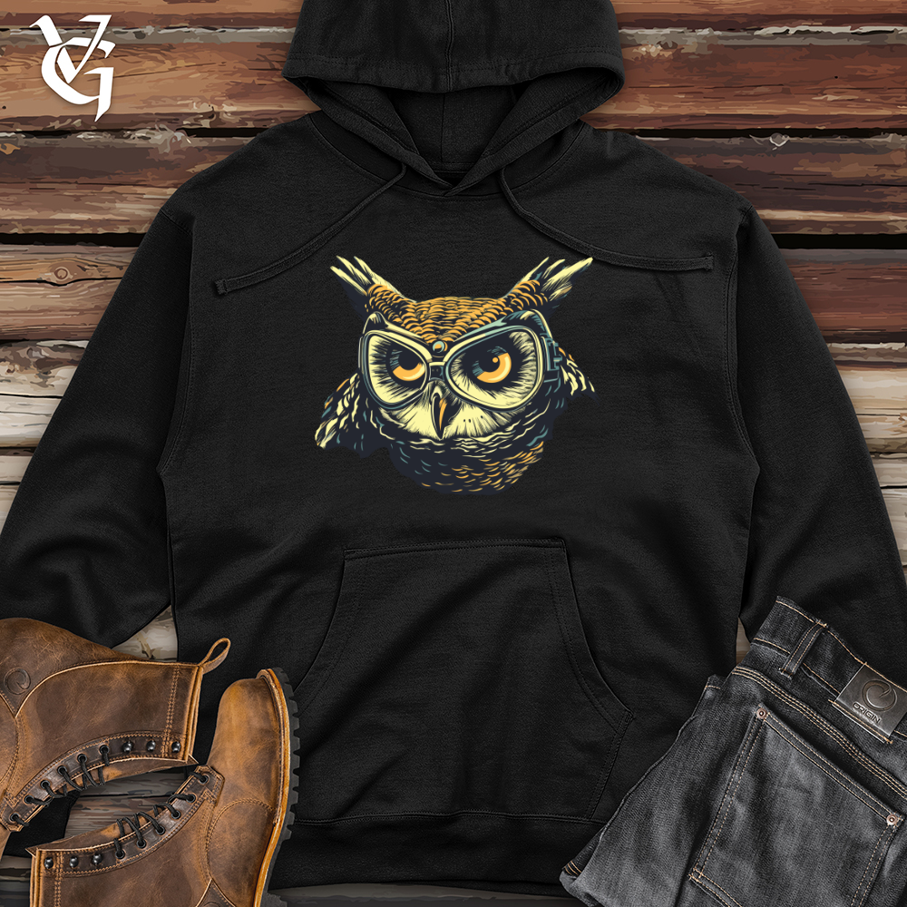 Viking Goods Vintage Dive Owl Midweight Hooded Sweatshirt Black / L