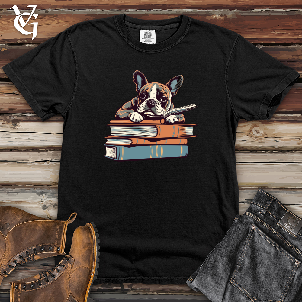 Viking Goods Vintage Pillow Book Frenchie Heavy Cotton Comfort Colors Tee Black / L