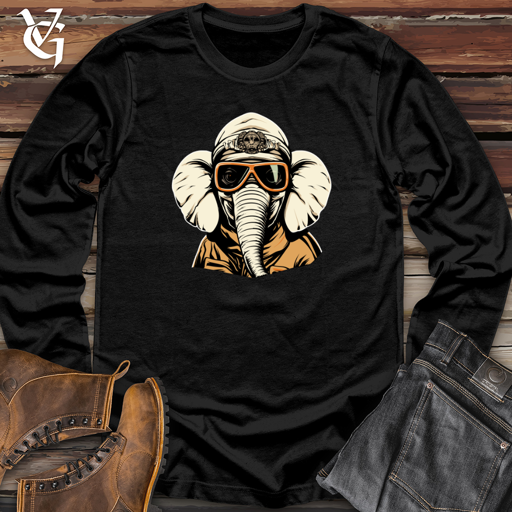 Viking Goods Vintage Ski Masked Elephant Long Sleeve Black / L