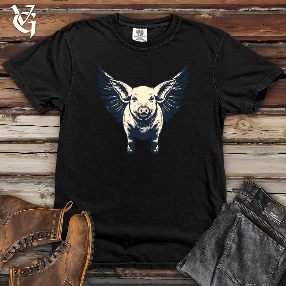 Viking Goods Vintage Winged Swine Heavy Cotton Comfort Colors Tee Black / L