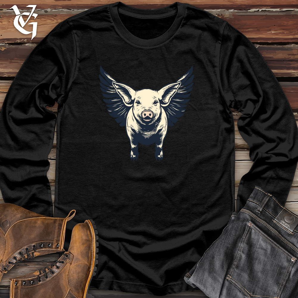 Viking Goods Vintage Winged Swine Long Sleeve Black / L