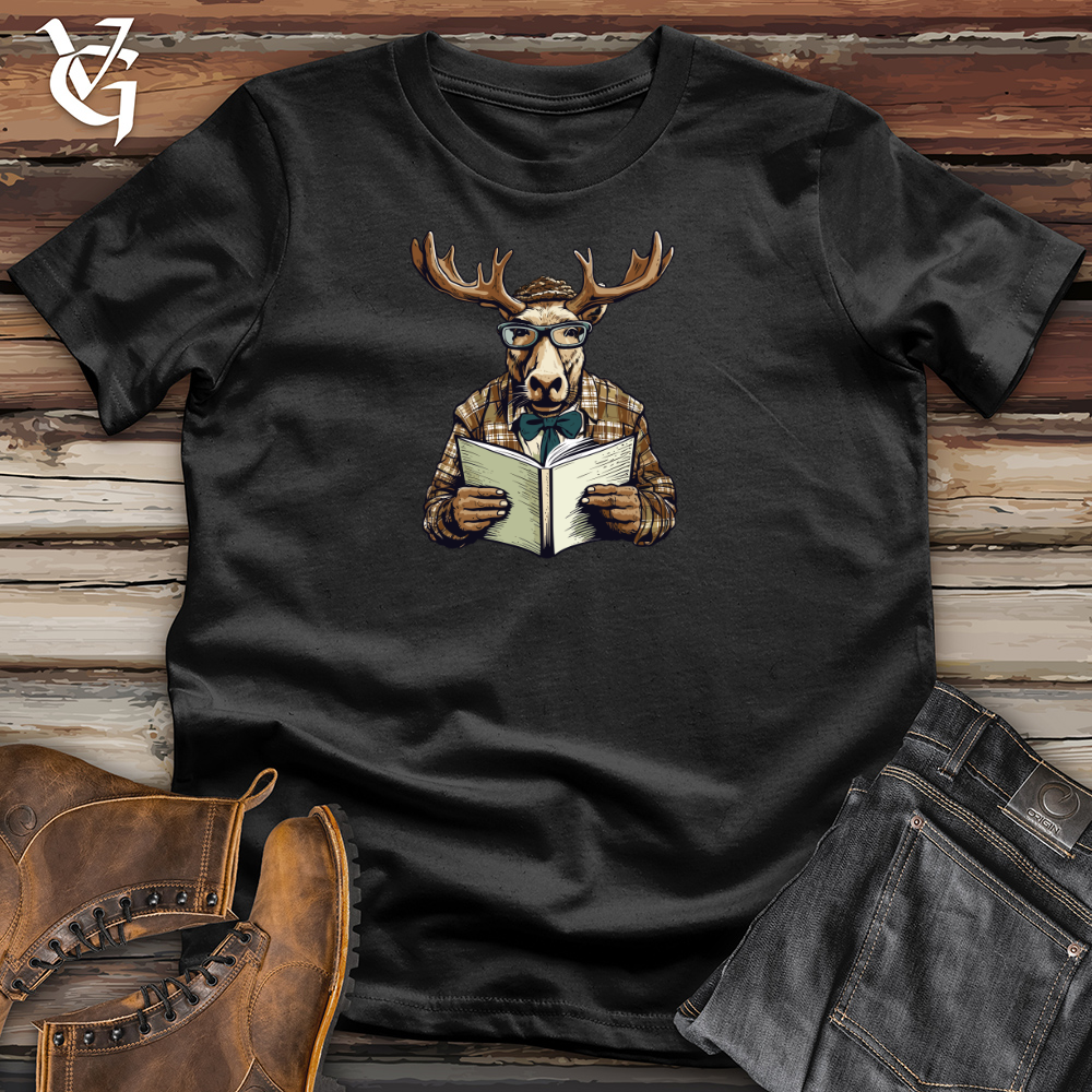 Viking Goods Whimsical Moose Reader Cotton Tee Black / L
