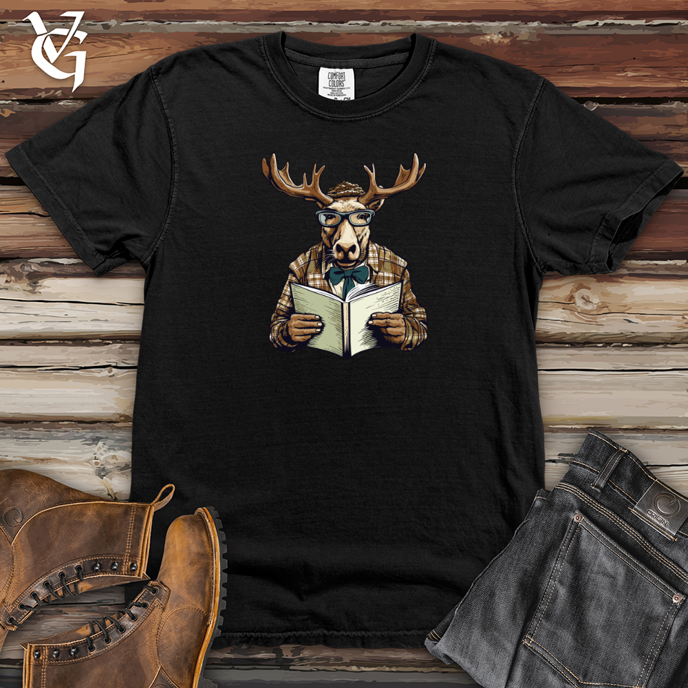 Viking Goods Whimsical Moose Reader Heavy Cotton Comfort Colors Tee Black / L