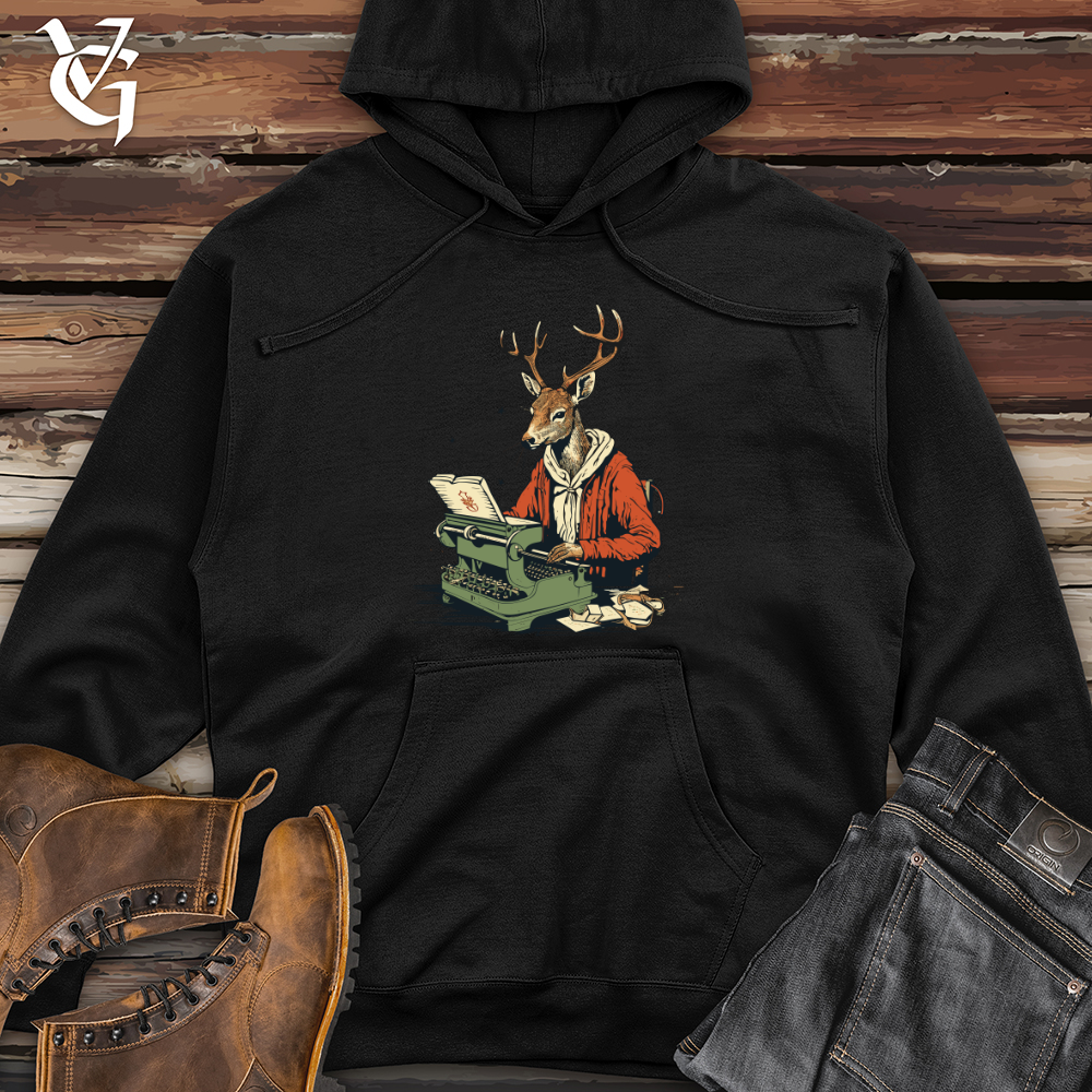 Viking Goods Whimsical Woodland Writer Midweight Hooded Sweatshirt Black / L
