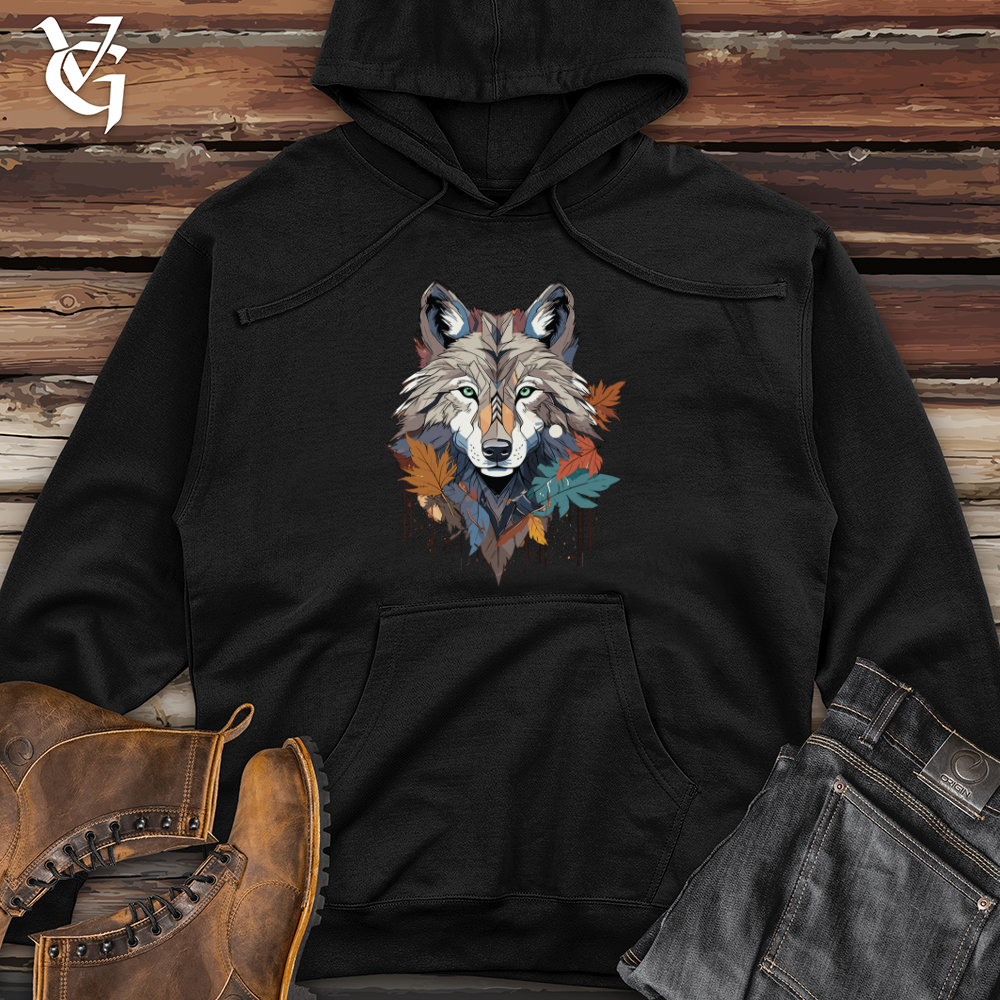 Viking Goods Wolf Autumn Spirit Midweight Hooded Sweatshirt Black / L