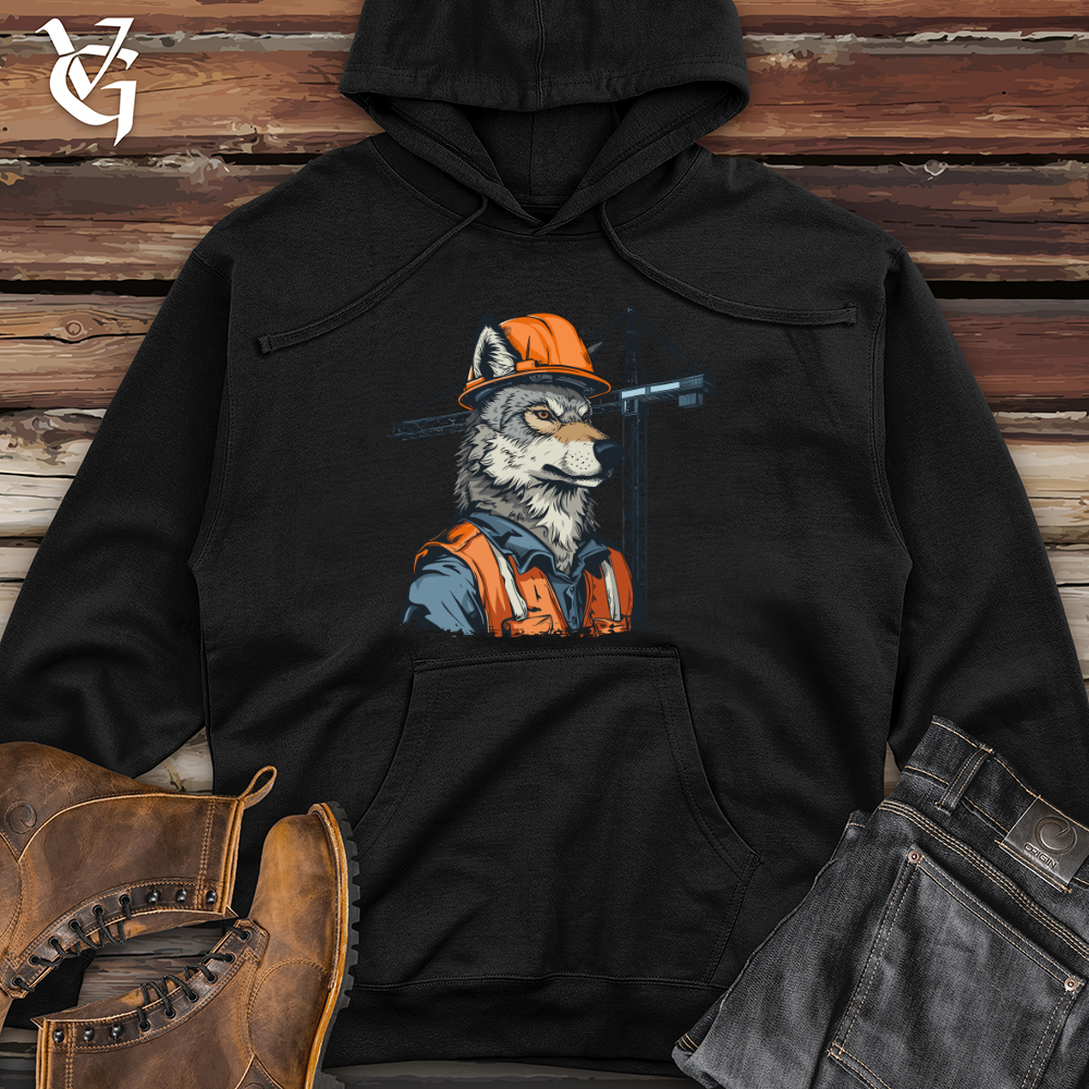 Viking Goods Wolf Construction Chief Midweight Hooded Sweatshirt Army / L