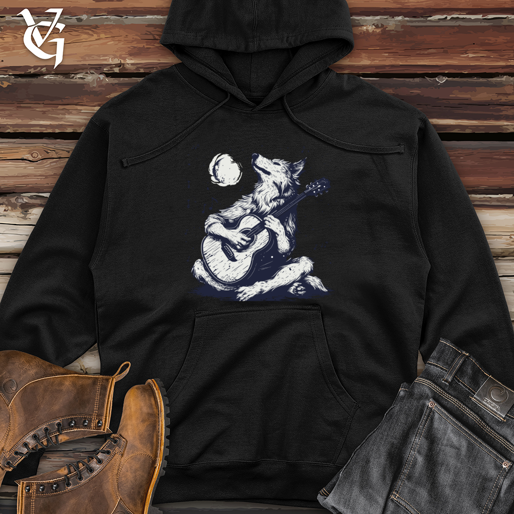 Viking Goods Wolf Moonlight Serenade Midweight Hooded Sweatshirt Black / L