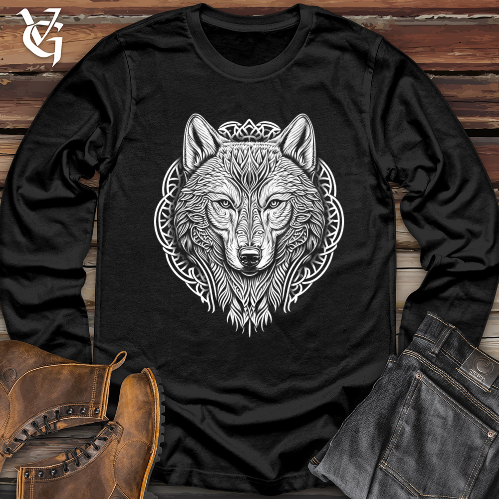 Viking Goods Wolf Wisdom Head Softstyle Long Sleeve Black / L