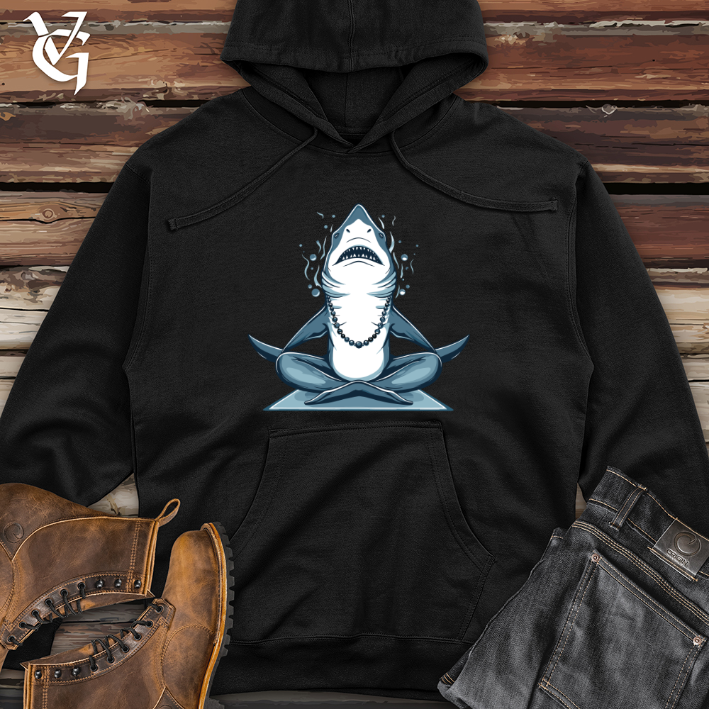 Viking Goods Zen Shark Meditation Midweight Hooded Sweatshirt Black / L