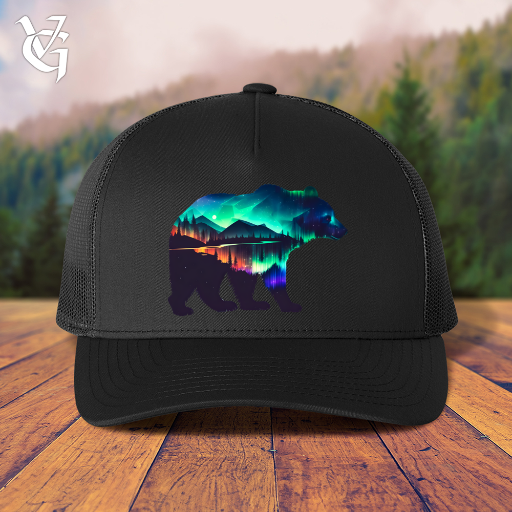 Viking Goods Northern Lights Bear Trucker Cap Black