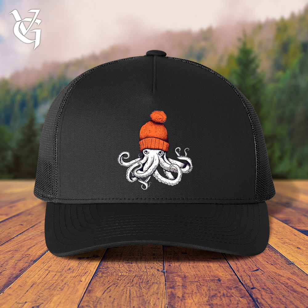 Viking Goods Octopus Orange Beanie Trucker Cap Black