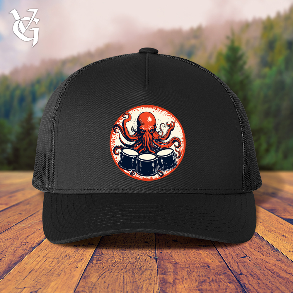 Viking Goods Octopus Playing Drums Trucker Cap Black