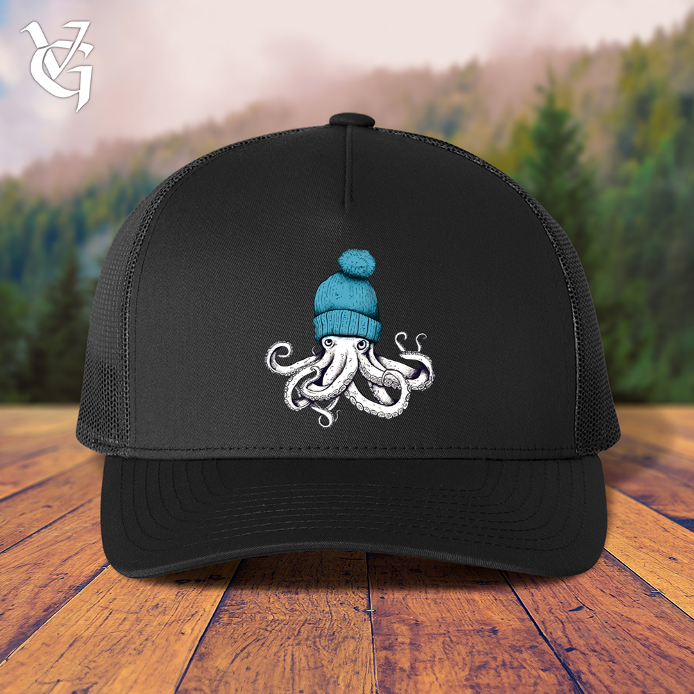 Viking Goods Octopus Wearing Beanie Trucker Cap Black