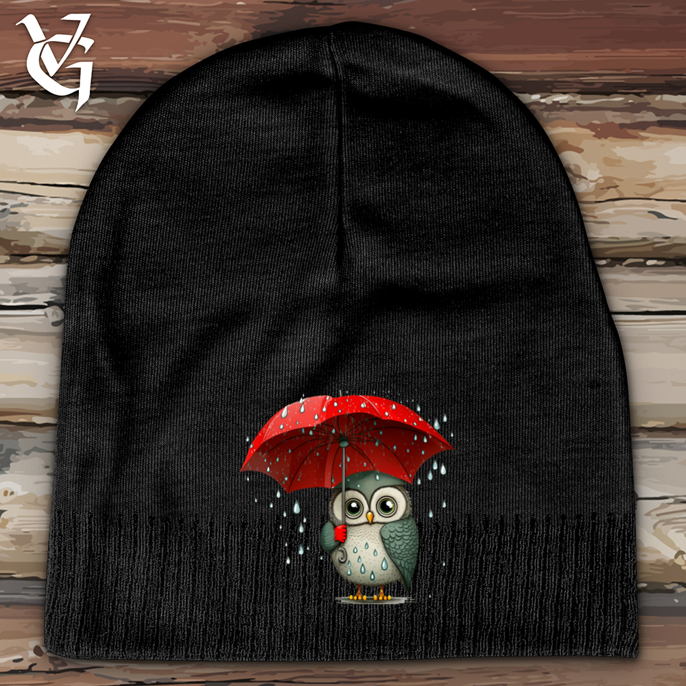 Viking Goods Owl In The Rain Cotton Beanie Black