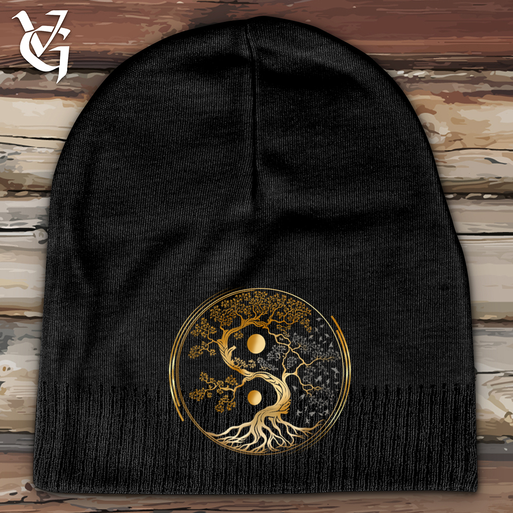 Viking Goods Tree Of Life Yin Yang Cotton Beanie Black