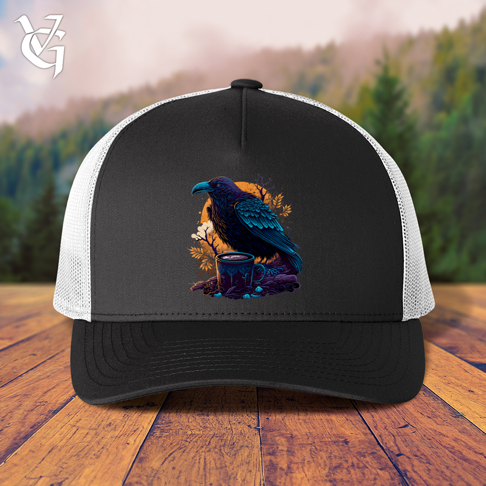 Viking Goods Black Raven Coffee Trucker Cap Black/ White