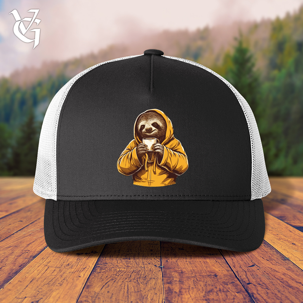 Viking Goods Sloth Coffee Trucker Cap Black/ White