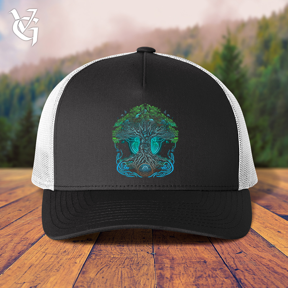 Viking Goods Yggdrasil Spirit Tree Trucker Cap Black/ White
