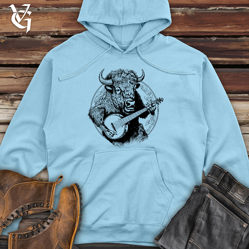 Viking Goods Banjo Bison Midweight Hooded Sweatshirt Blue Aqua / L