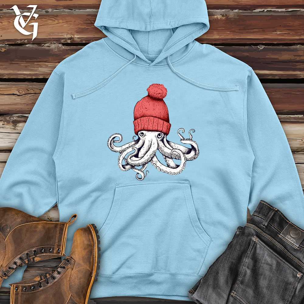 Viking Goods Octopus Chillin Midweight Hooded Sweatshirt Blue Aqua / L