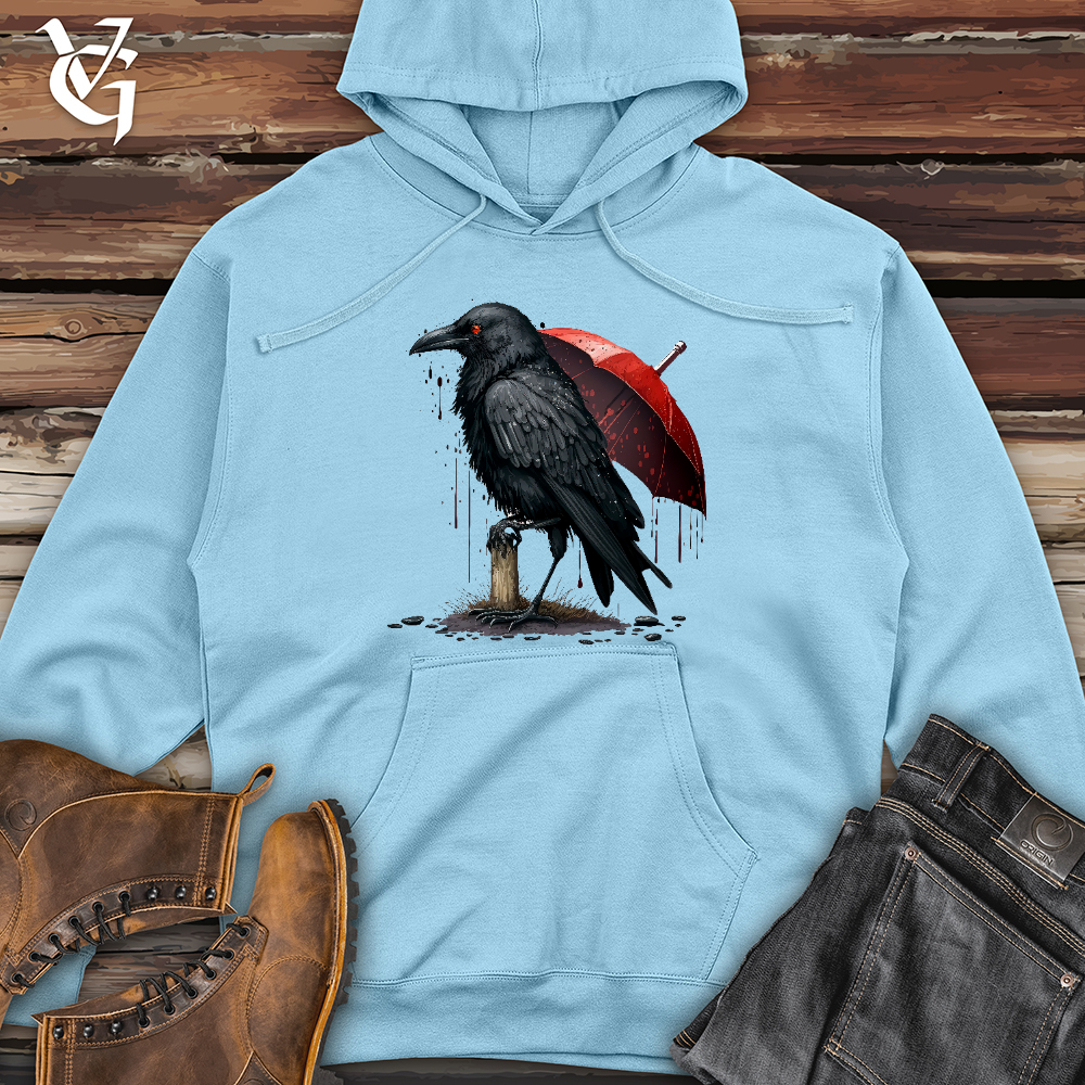 Viking Goods Raven in the Rain Midweight Hooded Sweatshirt Blue Aqua / L
