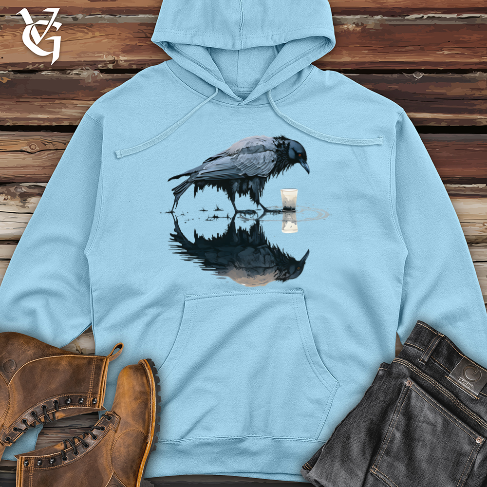 Viking Goods Raven Reflection  Midweight Hooded Sweatshirt Blue Aqua / L