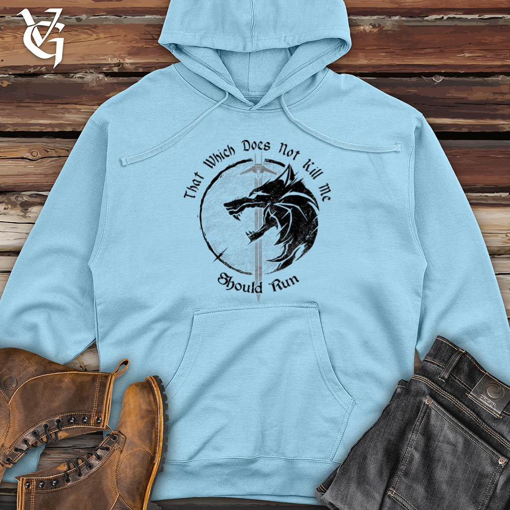 Viking Goods Should Run Wolf  Midweight Hooded Sweatshirt Blue Aqua / L