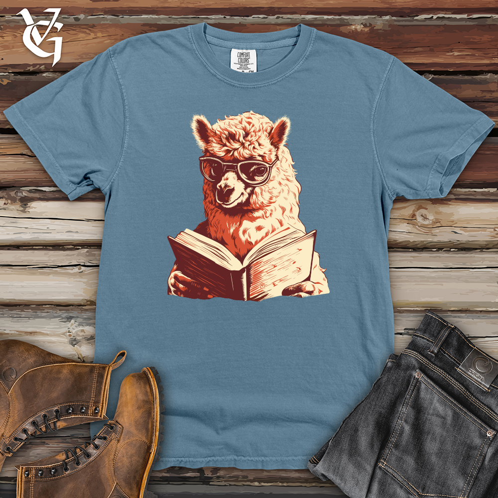 Viking Goods Alpaca Bibliophile Tranquil Read Heavy Cotton Comfort Colors Tee Blue Jean / L