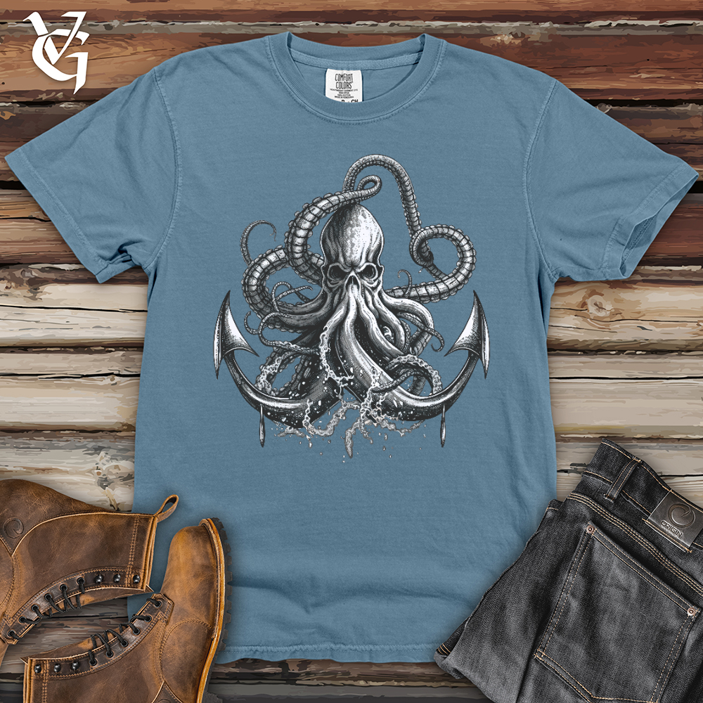 Viking Goods Anchored Octopus Heavy Cotton Comfort Colors Tee Blue Jean / L