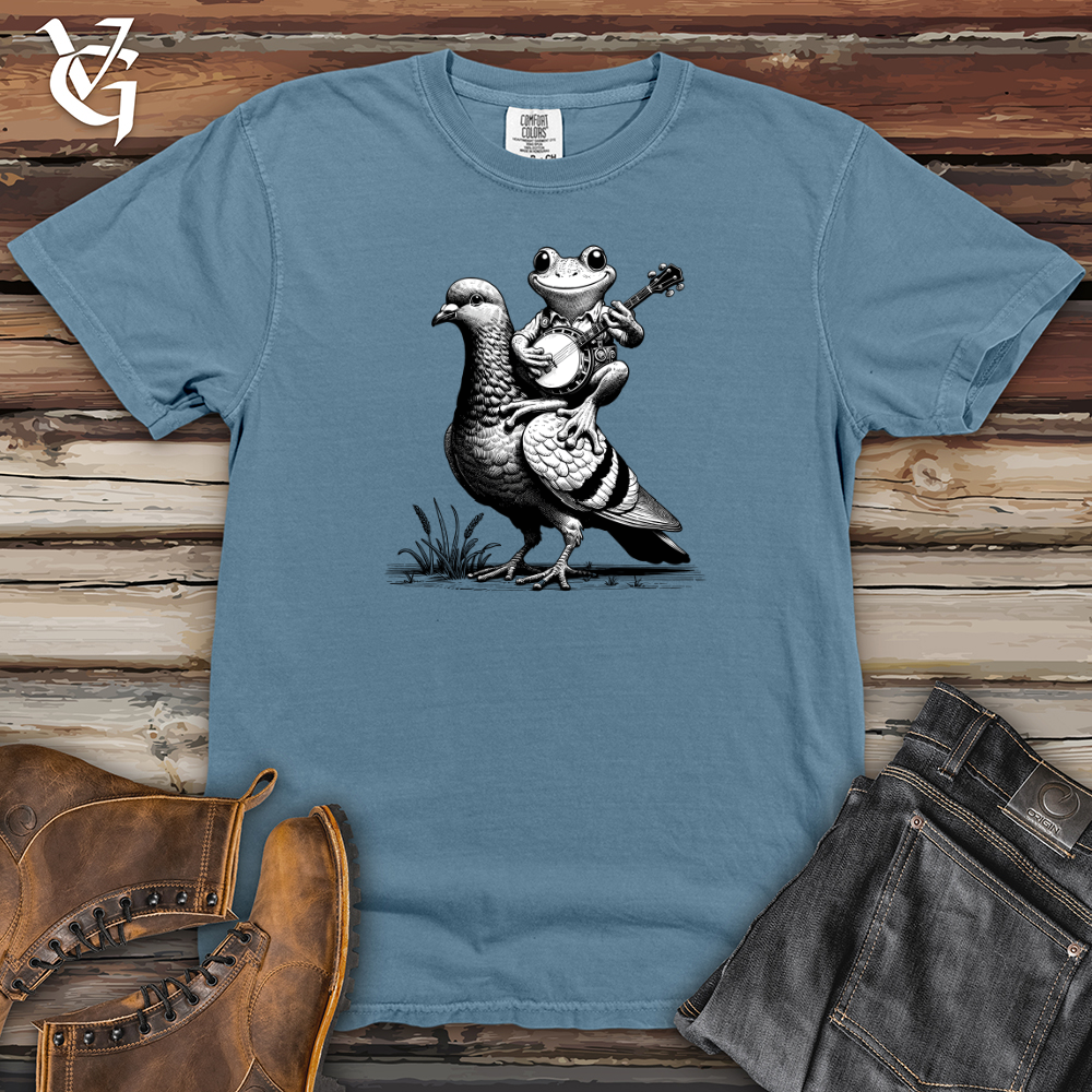 Viking Goods Banjo Frog On a Pigeon Heavy Cotton Comfort Colors Tee Blue Jean / L