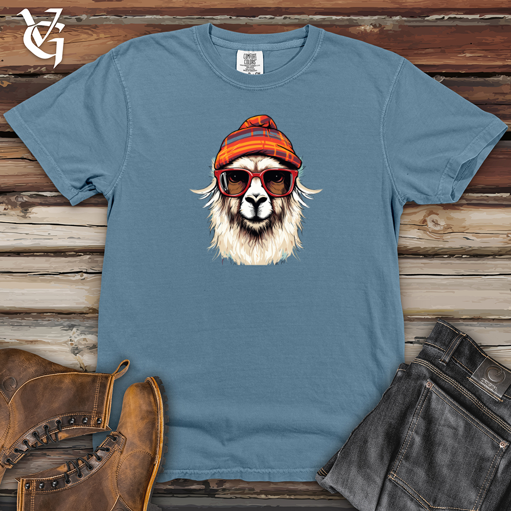 Viking Goods Beanie Llama Chic Heavy Cotton Comfort Colors Tee Blue Jean / L