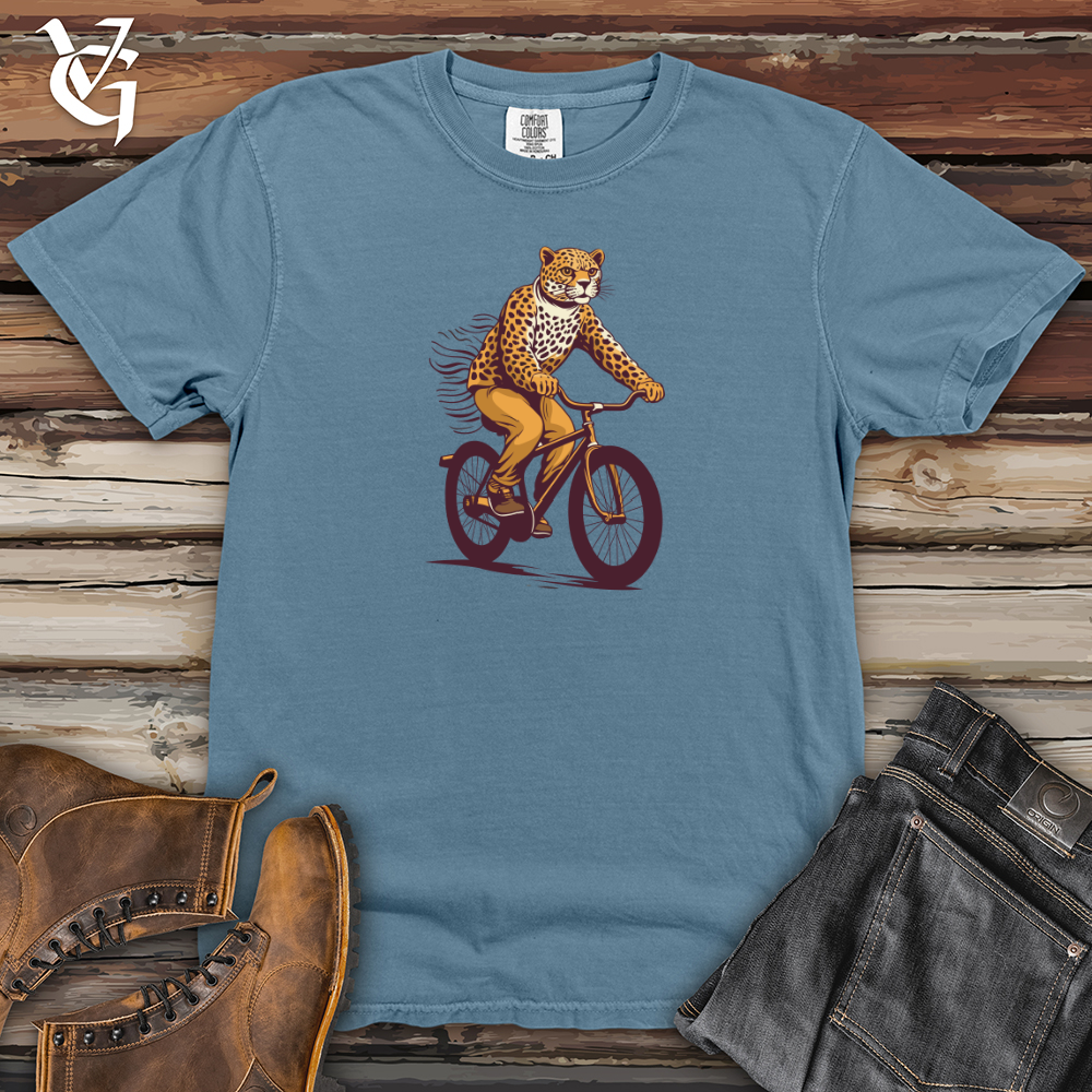 Viking Goods Cheetah Bicycle Chase Heavy Cotton Comfort Colors Tee Blue Jean / L