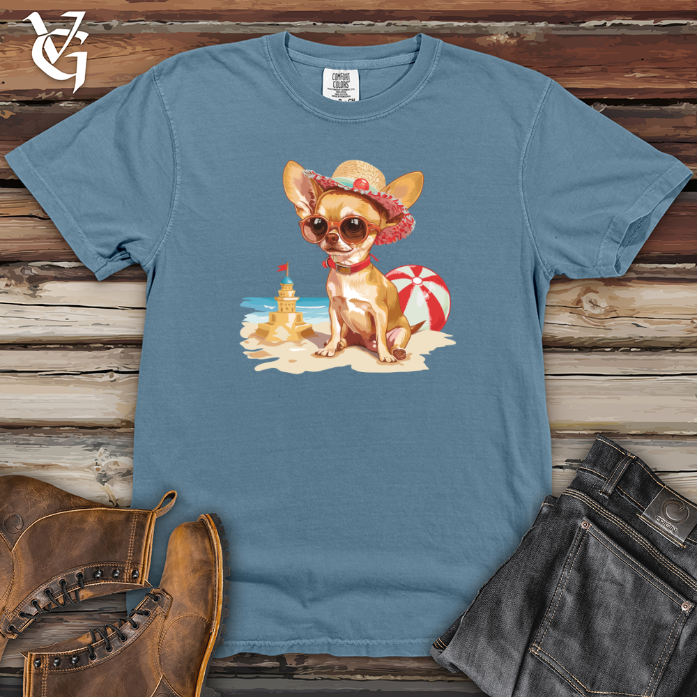 Viking Goods Chihuahua Beachfront Chic Heavy Cotton Comfort Colors Tee Blue Jean / L