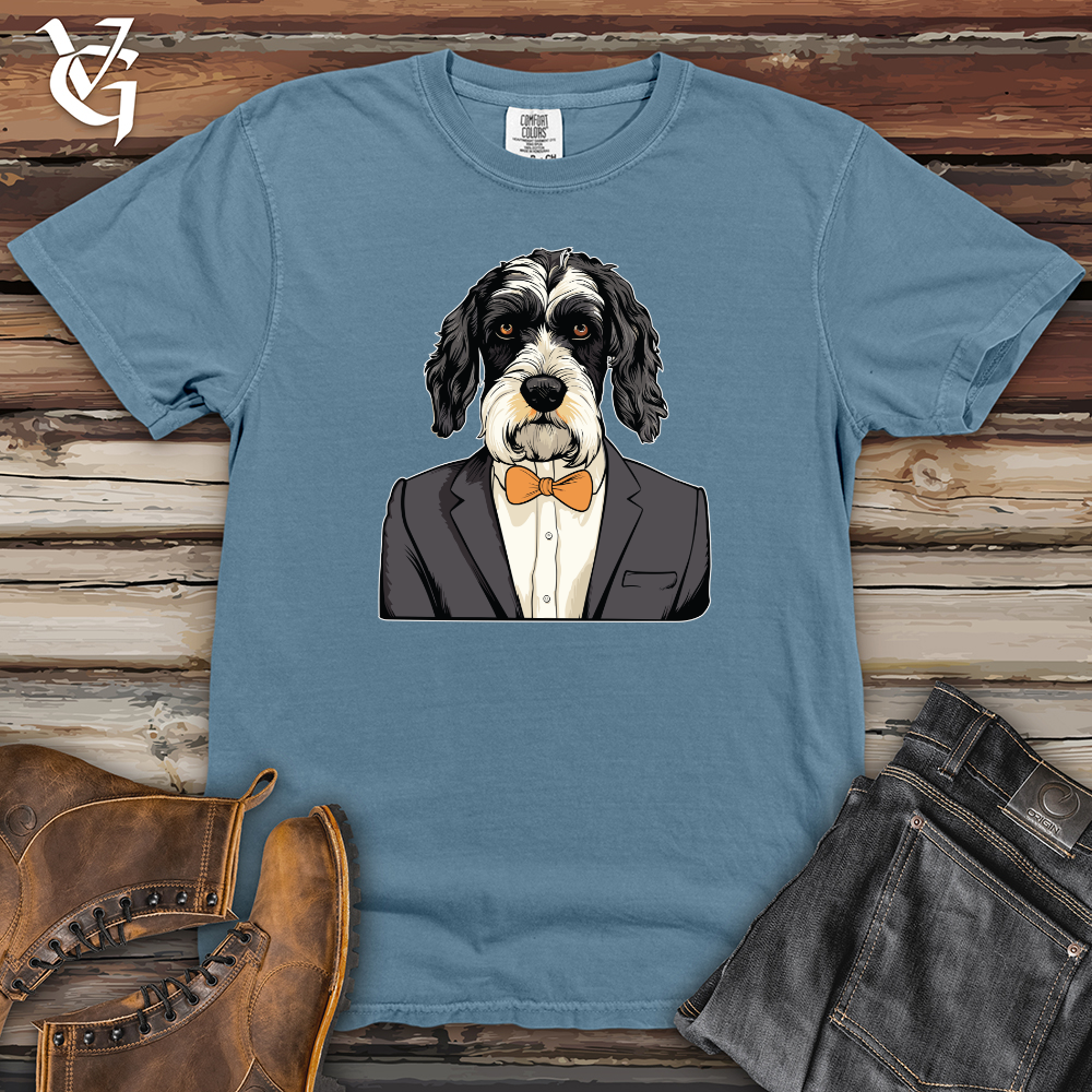 Viking Goods Classic Tuxedo Schnauzer Heavy Cotton Comfort Colors Tee Blue Jean / L