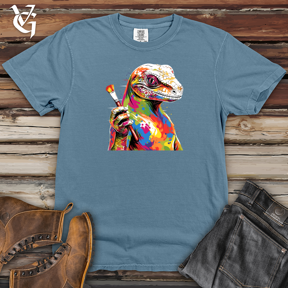 Viking Goods Colorful Brushstroke Lizard Heavy Cotton Comfort Colors Tee Black / L