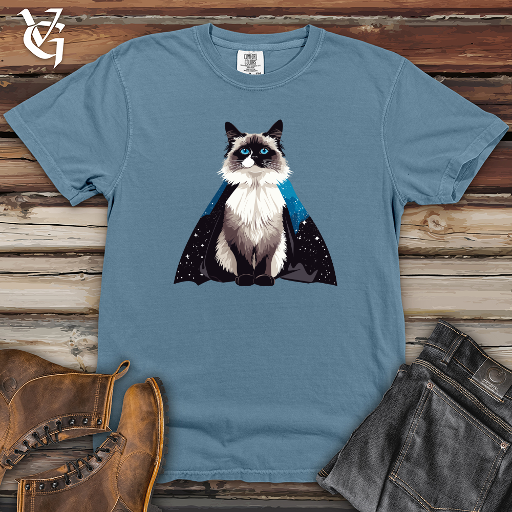Viking Goods Cosmic Cat Cloak Heavy Cotton Comfort Colors Tee Blue Jean / L