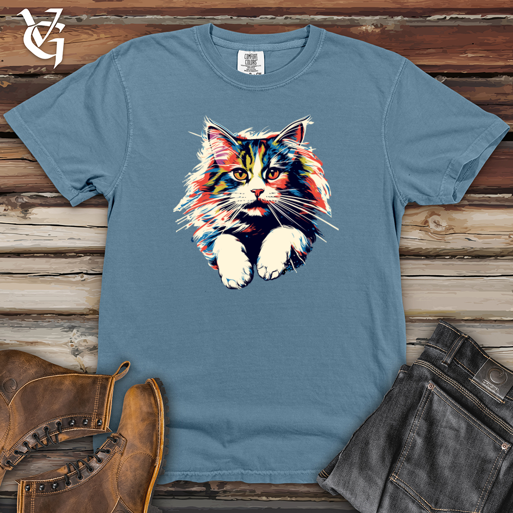 Viking Goods Cosmic Feline Splash Heavy Cotton Comfort Colors Tee Blue Jean / L