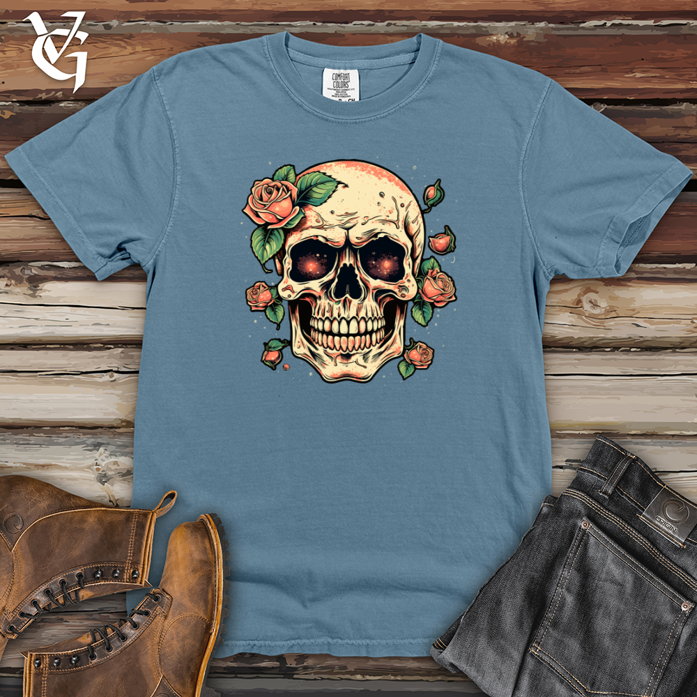 Viking Goods Cosmic Peach Skull Heavy Cotton Comfort Colors Tee Blue Jean / L