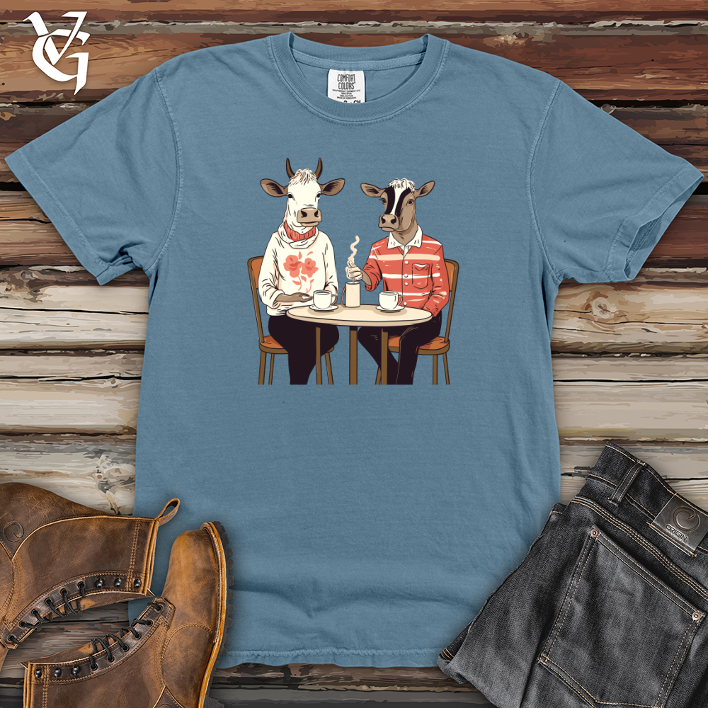 Viking Goods Cows Coffee Date Heavy Cotton Comfort Colors Tee Blue Jean / L