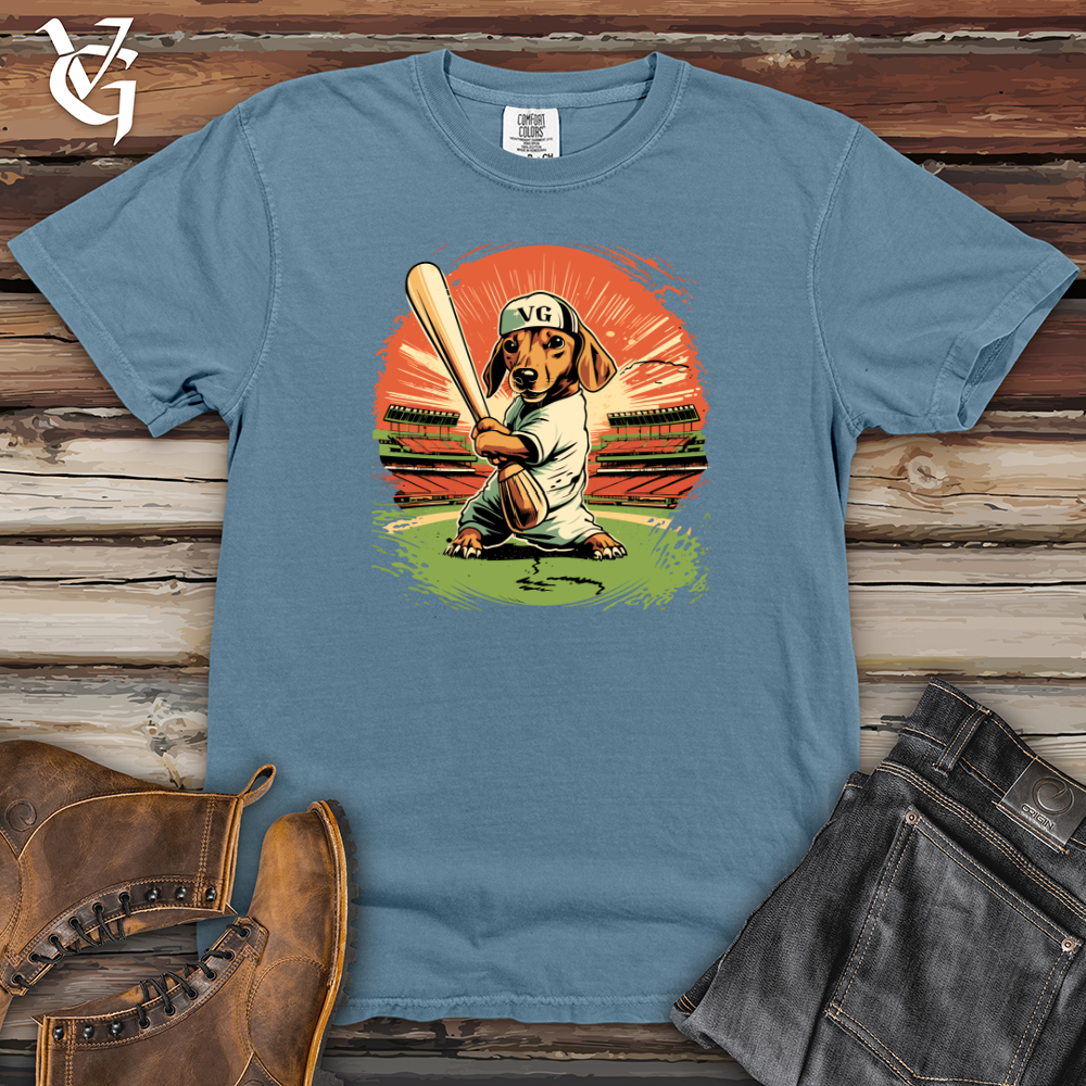 Viking Goods Dachshund Baseball Slugger Heavy Cotton Comfort Colors Tee Blue Jean / L