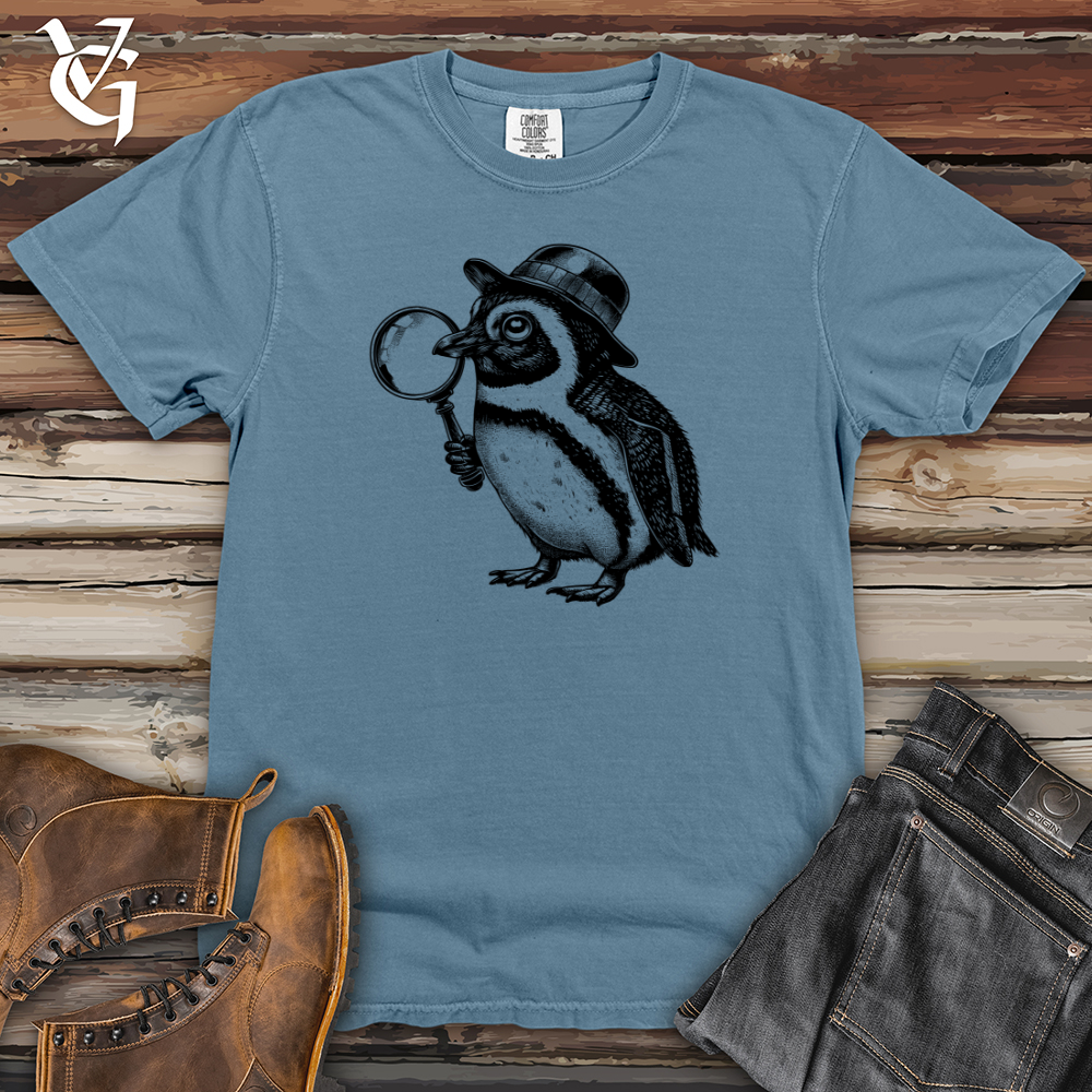 Viking Goods Detective Penguin Lookout Heavy Cotton Comfort Colors Tee Blue Jean / L