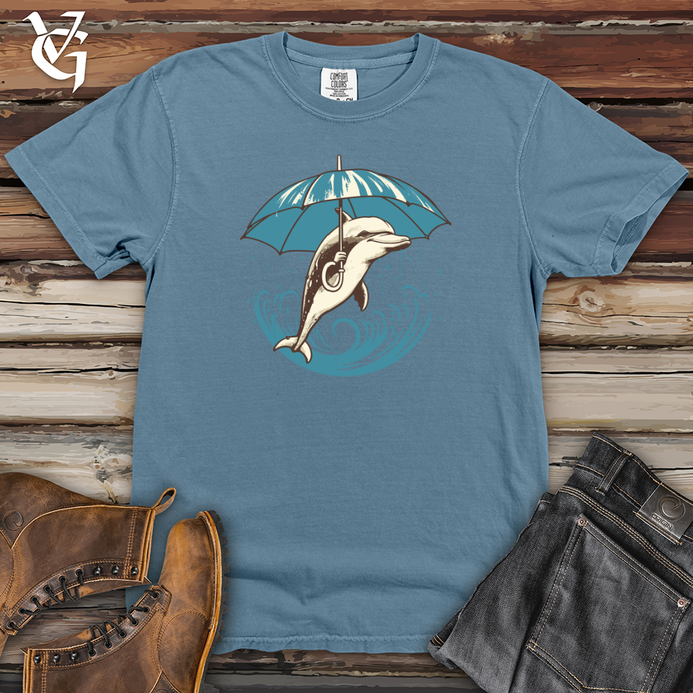 Viking Goods Dolphin Ocean Drizzle Umbrella Oasis Heavy Cotton Comfort Colors Tee Blue Jean / L